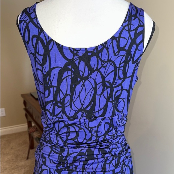 Cleo Dress Black Purple Midi V-Neck Sleeveless Tummy Control Ruched Women's Sz8P - Picture 7 of 14